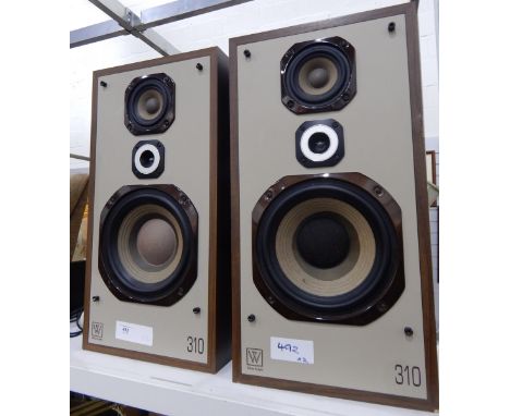 Two large Wharfedale speakers, no.310 and an anglepoise lamp 