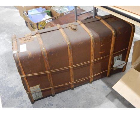 A canvas and wood school trunk (af) 