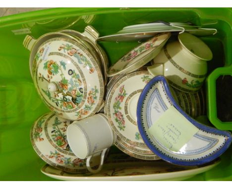 A part dinner service, Mintons 'Indian Tree' design, Booths salad/fruit plates with Lowestoft border and assorted glassware i