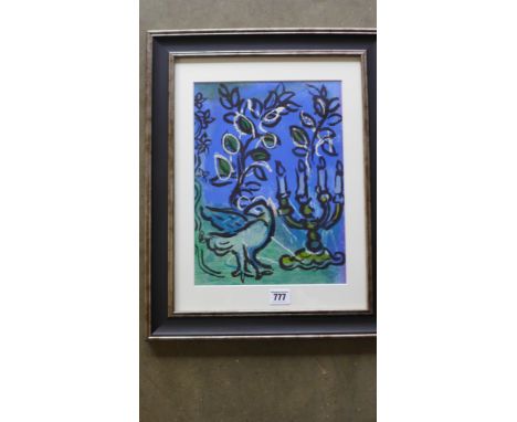 Marc Chagall - Candlesticks - original Lithograph 1962 - Image size 24cm x 32cm - Frame size 48cm x 38cm - Printed by Mourlot