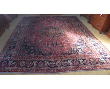 A fine hand made Mastrad carpet, Korasan North East Persia, floral design on red rield - 333cm x 300cm 