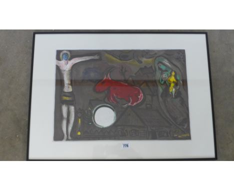 Marc Chagall - Crucifixion - Lithograph - Image size 42cm x 32cm - Framed size 71cm x 51cm - Printed by Maeght 