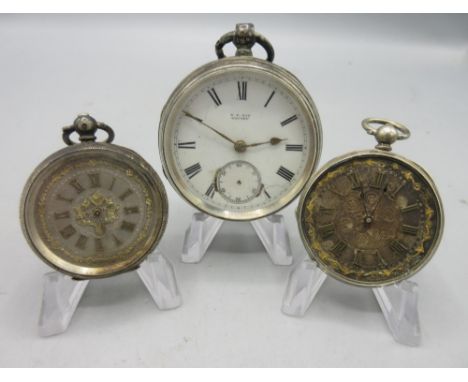 W. H. Day, Whitby - Victorian silver key wound pocket watch, signed white enamel Roman dial with subsidiary seconds, double b