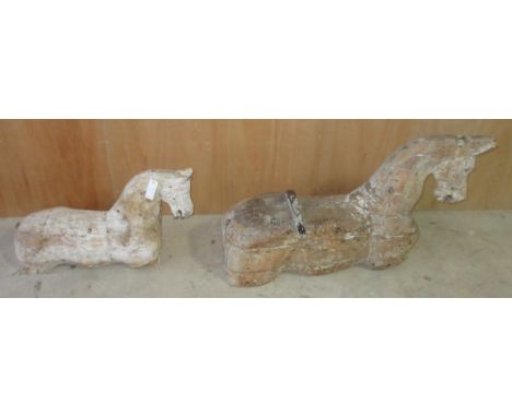 Pair of medium size rocking horse heads and torsos, made by Lines. Larger height to crest 57cm&nbsp;POA https://www.bradleys.