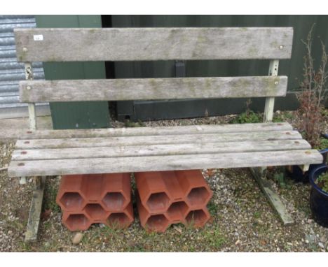 Metal framed railway-style bench (L124.5cm) with four sections of clay pipingPOA  https://www.bradleys.ltd/quotation-request-