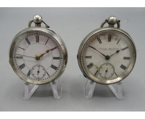 Lancashire Watch Co. Ltd., London & Prescot, silver key wound pocket watch, signed white enamel Roman dial with subsidiary se