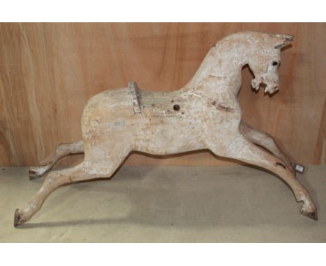 Medium size Lines bow rocking horse C1880. Restoration project stripped down to wood with some areas filled. Complete with gl