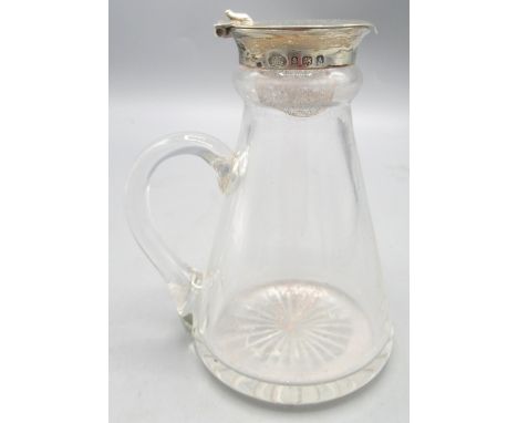 George V Art Deco silver mounted glass Whisky noggin by Alexander Clark & Co Ltd, Birmingham 1925Shipping £33.00 plus vat (UK