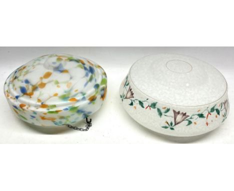 Two 20th century glass plafonnier, one marbled, the other with trailing foliage, W35cm D35cm H20cm (2)Shipping £48.00 plus va