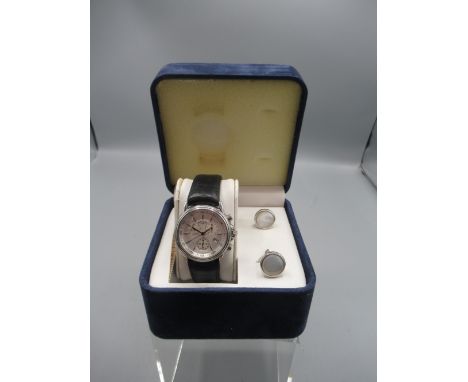 Rotary Dolphin Standard chrome quartz chronograph wristwatch with date , signed Mother of Pearl dial with baton indices, thre