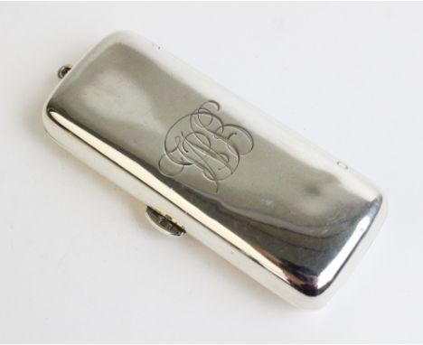 A George V silver sovereign holder by Fenton, Russell & Co Ltd, Chester 1912, of rectangular form with engraved initials 'WB'