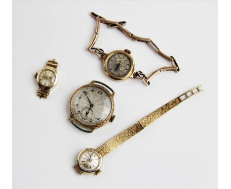 A Tissot lady's 9ct gold wristwatch, with a round pearlescent dial and baton markers so to a plain polished circular case, 17