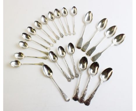 A set of eleven silver teaspoons, each with tapered moulded handles, seven by I S Greenberg &amp; Co, Birmingham 1905, four b