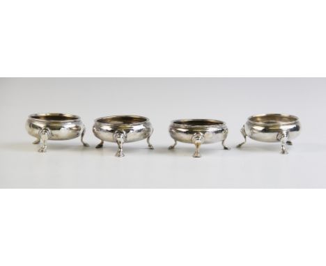 Four George III silver salts, two with marks for London, 1770 (maker's mark rubbed) and two with marks for Thomas Liddiard, L