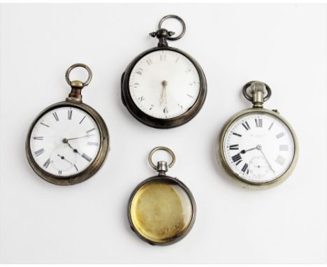 A Victorian silver pair cased pocket watch, the circular white enamelled dial with Arabic numerals set to a plain polished ou