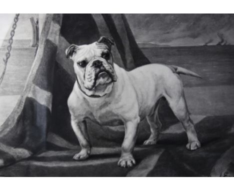 After Maud Earl (1864-1943),  Signed print on paper,  A bulldog standing on the Union Jack, an iteration of the work 'Champio