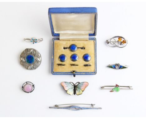 A collection of Charles Horner, Arts &amp; Crafts and similar jewellery, to include a cased button set, a Charles Horner doub