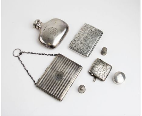 A Victorian silver aide memoir by Joseph Gloster, Birmingham 1899, of rectangular form with scrolling foliate detail to exter