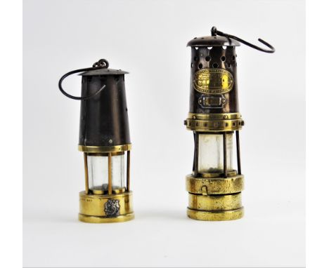 An E. Thomas &amp; Williams Ltd of Aberdare miners lamp, 20th century, the brass fitted lamp with applied maker's plate, inse