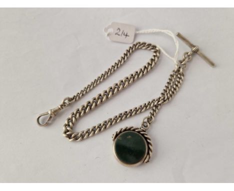A silver watch albert and spinning fob 14 inch