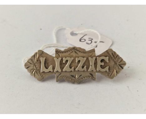 Antique Victorian silver “Lizzie” name brooch, hallmarked Birmingham 1902
