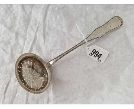 A Danish sifter ladle with oval bowl, stamped, IEN SEN