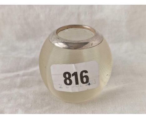 A spherical glass Lucifer with silver mount, London 1909