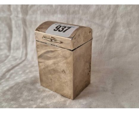 A playing card box, oblong, with hinged dome cover, 3.25” high, Birmingham 1908