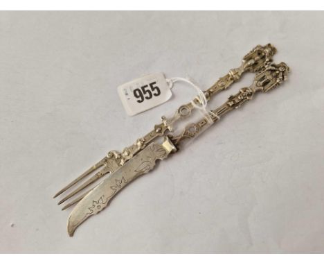 A continental knife and fork of Gothic design