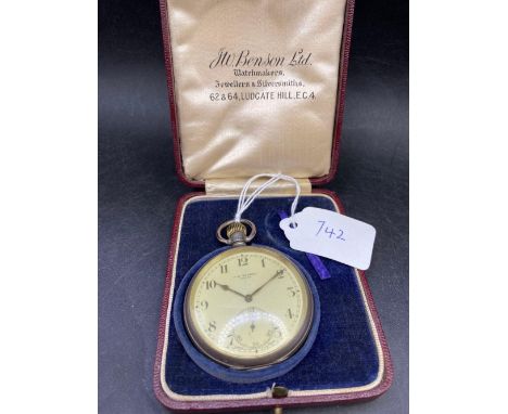 A gents cased silver BENSON pocket watch with seconds dial and original box