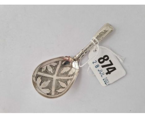 A Georgian engraved caddy spoon, Birmingham 1831