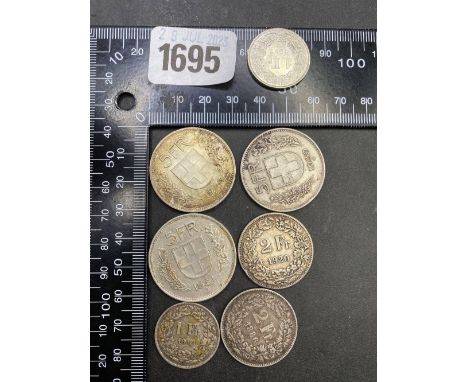 Swiss silver coins 75 g.
