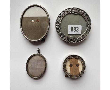 Silver Photo Frame Approx. 5" High &amp; Three others Oval &amp; Round Pierced &amp; Embossed&nbsp;