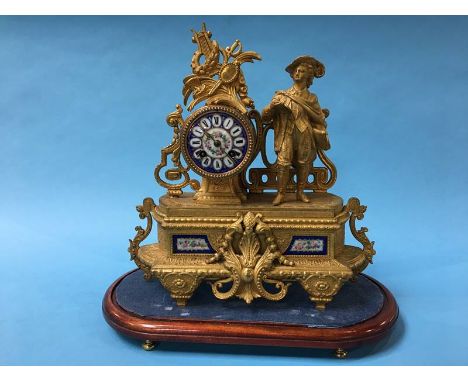 A French mantle clock with 8 day movement, enamelled painted dial, stamped PH Mourey 78, 37cm height
