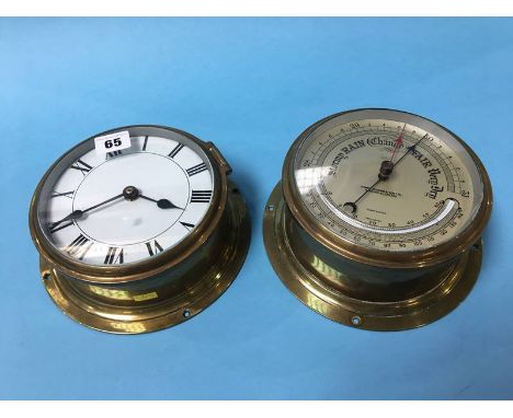 A Henry Browne and Sons Limited ships barometer and a ships clock