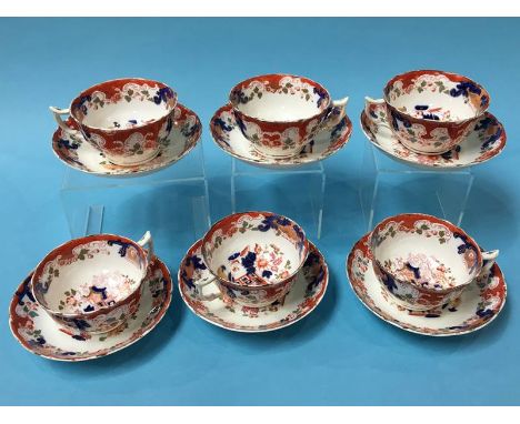 Six Victorian cups and saucers