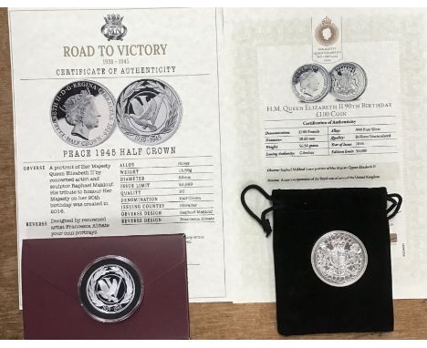 Silver Brilliant Uncirculated Gibraltar pure silver 2016 £100 coin with Certificate of Authenticity Commemorating The Queens 