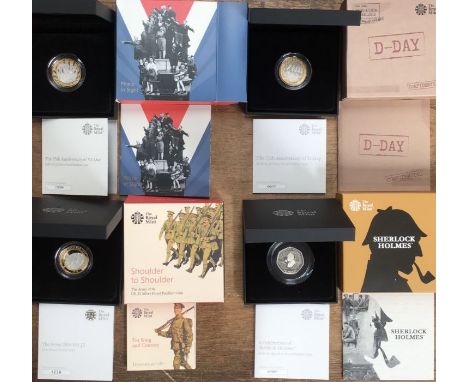 Royal Mint Piedfort Silver Proof Coins in Original Cases with Certificate of Authenticity, includes 2016 WW1 The Army £2 coin