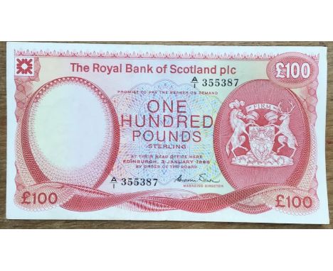 Scarce Royal Bank of Scotland £100 Banknote A1 355387.