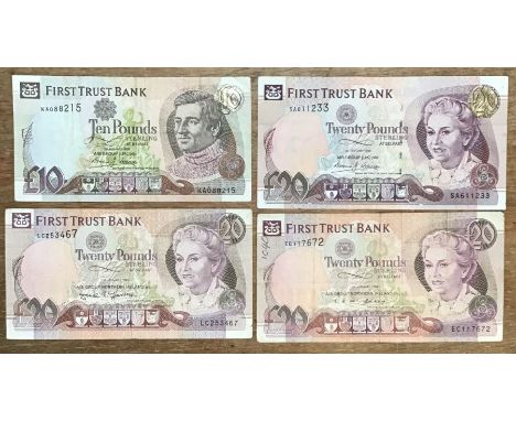 Irish Banknotes, &nbsp;First Trust Bank 3 x £20 (1994, 1995, 1998) and a 1998 £10.