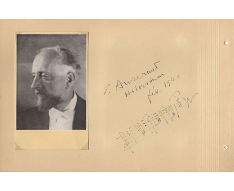 ANSERMET ERNEST: (1883-1969) Swiss conductor. A.M.Q.S., E. Ansermet, on a large oblong 4to page removed from an album, Hilver