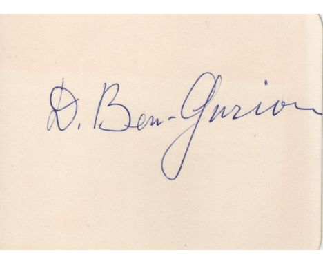 BEN-GURION DAVID: (1886-1973) Zionist Leader, first Prime Minister of Israel 1948-54, 1955-63. Vintage bold blue ink signatur