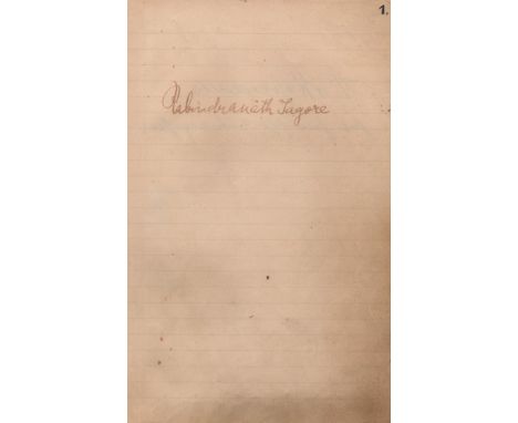 TAGORE RABINDRANATH: (1861-1941) Indian Poet, Nobel Prize winner for Literature, 1913. Vintage fountain pen ink signature ('R