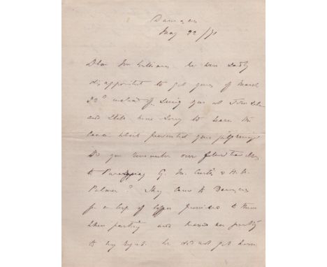 BURTON RICHARD F.: (1821-1890) English Explorer. A.L.S., Richd. F. Burton, two pages, small 8vo, Damascus, 22nd May 1871, to 