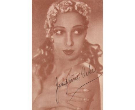 BAKER JOSEPHINE: (1906-1975) African-American Dancer and Singer. Vintage signed sepia 5 x 8 printed programme photograph, the