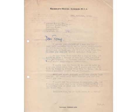 FLEMING IAN: (1908-1964) British Author, creator of the secret agent James Bond. T.L.S., Ian Fleming, with holograph salutati
