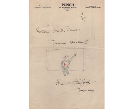 BIRD KENNETH: (1887-1965) English Cartoonist, known as Fougasse. An original pen and ink drawing signed and inscribed by Bird