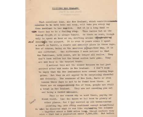PRIESTLEY J. B.: (1894-1984) English Author, Novelist & Playwright. Typed manuscript, signed, with holograph corrections, twe