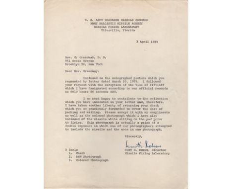  DEBUS KURT: (1908-1983) German Rocket Scientist, worked alongside Wernher von Braun. Debus became the first director of the 
