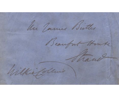 COLLINS WILKIE: (1824-1889) English Novelist. Autograph Envelope signed, being the front panel only, addressed by Wilkins to 